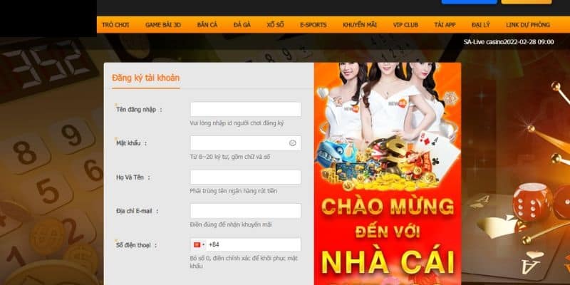 Bạn cần điền đầy đủ thông tin đăng ký nhận thưởng tại website New88